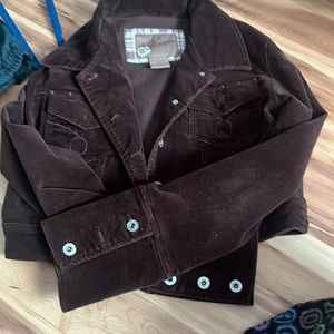 Brown corduroy buckle crop jacket